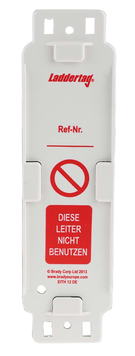 Brady Red on White Safety Ladder Tag, German Language, 10 per Pack
