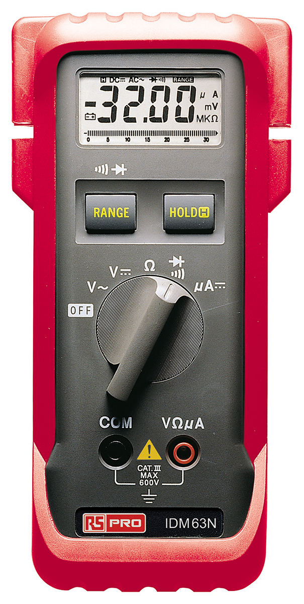 RS PRO IDM63N Handheld Digital Multimeter, 3mA dc Max, 600V ac Max - RS Calibrated