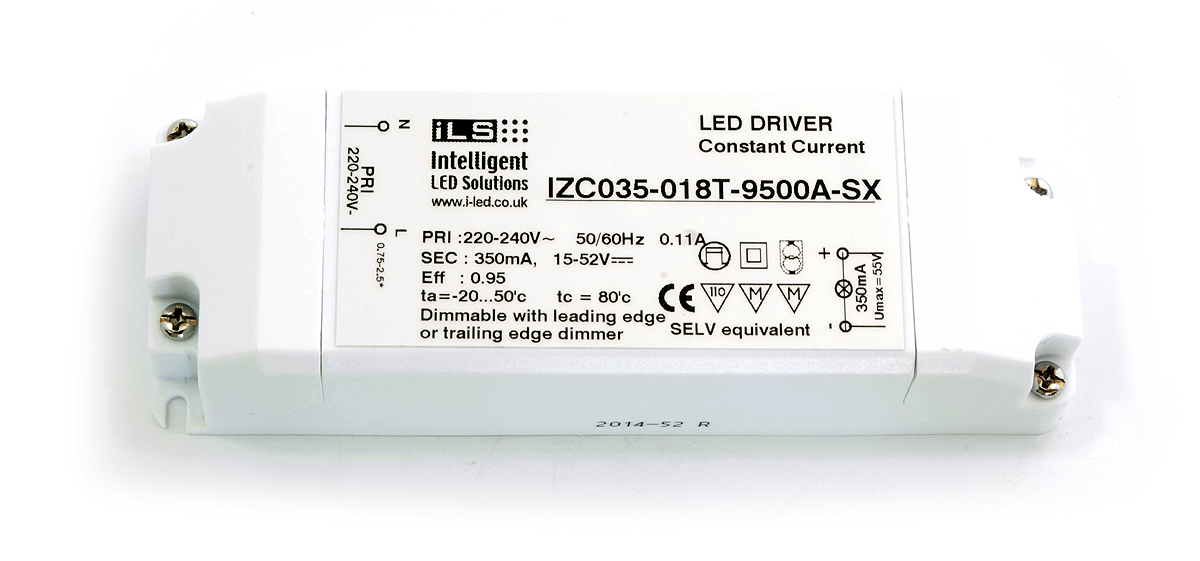 ILS LED Driver, 26 → 52V Output, 18W Output, 350mA Output, Constant Current Dimmable