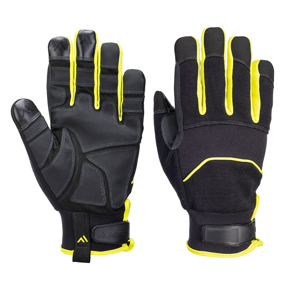 Portwest A792 - Needle Resistant Glove Black, Yellow Nylon, Polyurethane Work Gloves, Size 2XL