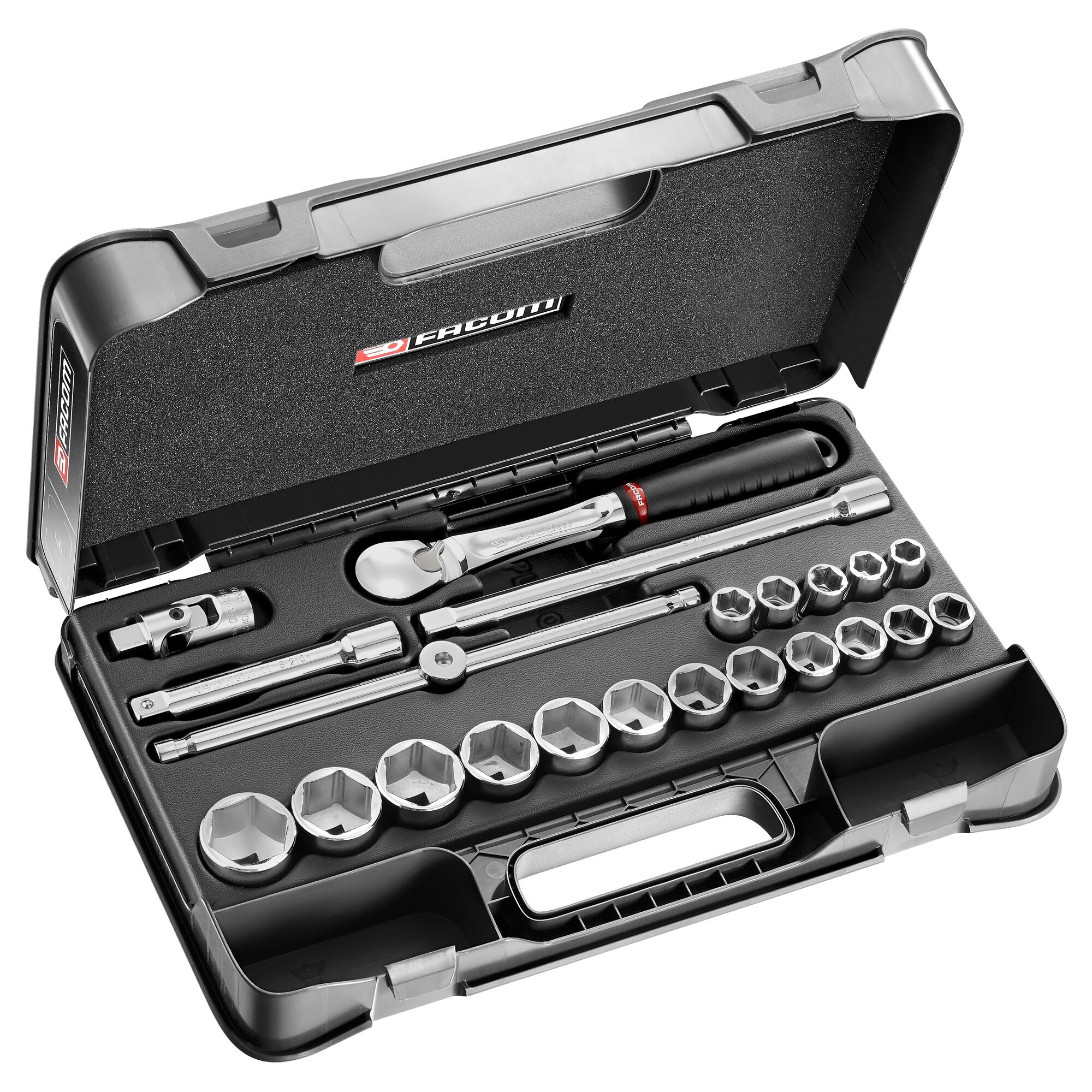 Facom 22-Piece Imperial 1/2 in Standard Socket Set with Ratchet, 6 point