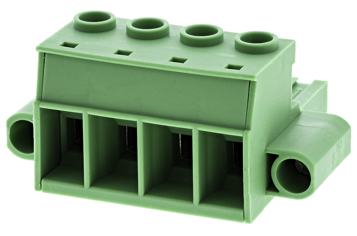 Phoenix Contact, 10.16mm Pitch, PC 16/ 4-STF-10.16, 4 Way, Right Angle, Pluggable Terminal Block, Plug, Panel Mount,