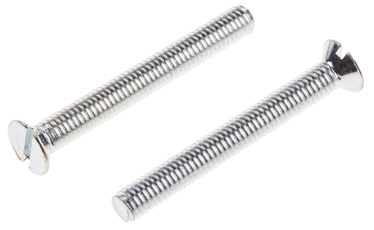 RS PRO Slot M3 Countersunk Steel Machine Screws DIN 963 x 25.0mm