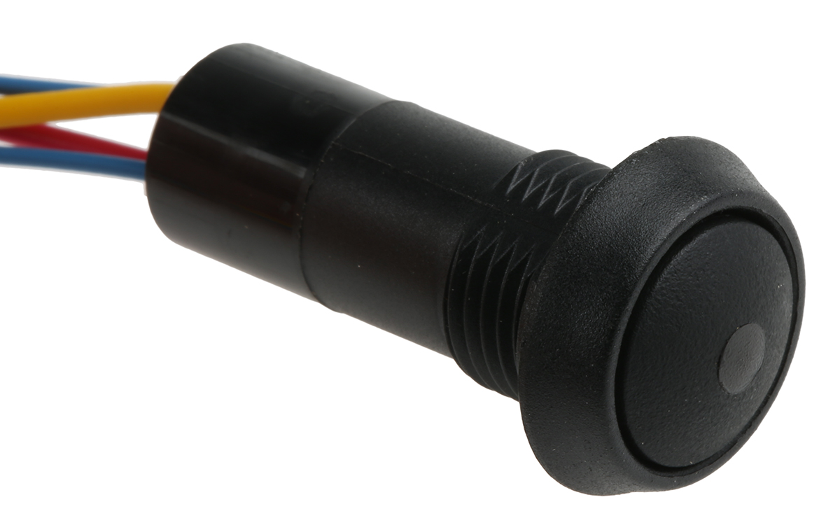 ITW Switches 59 Series Illuminated Miniature Push Button Switch, Momentary, Panel Mount, 13.65mm Cutout, SPST, Green
