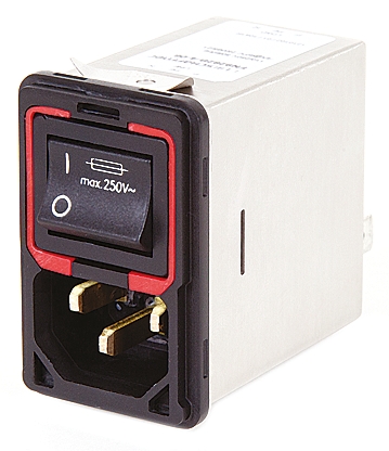 Schaffner 10A, 250 V ac Male Panel Mount IEC Filter 2 Pole FN9299-10-06, Faston 2 Fuse