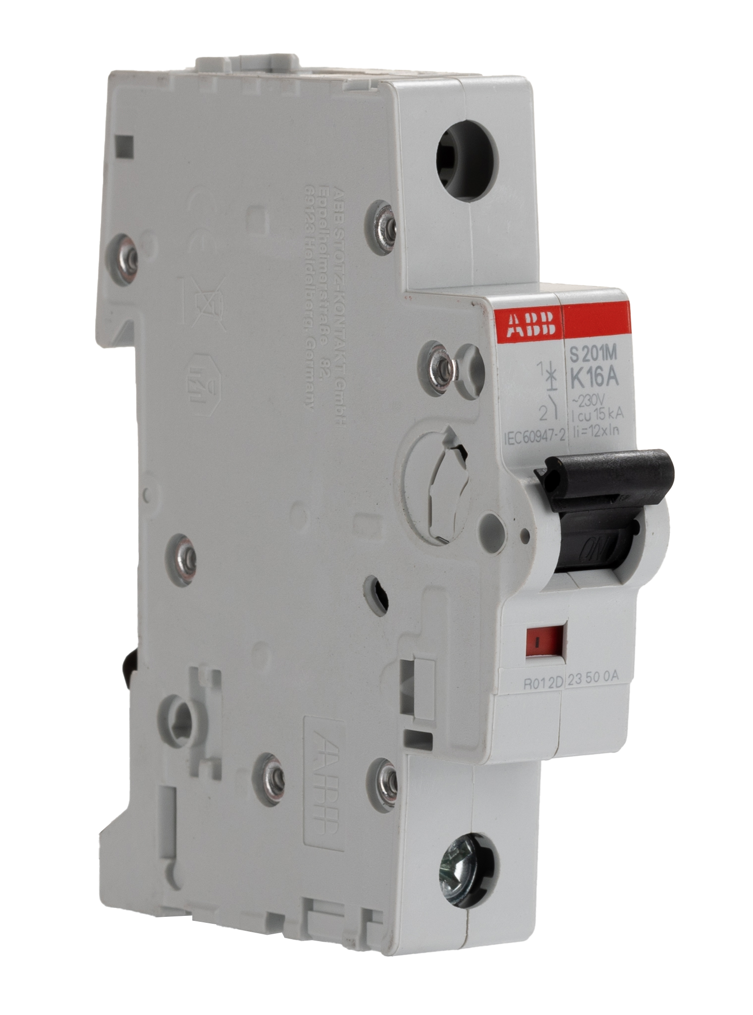 ABB System Pro M Compact S200M MCB, 1P, 16A Curve K, 253V AC, 72V DC, 25 kA Breaking Capacity