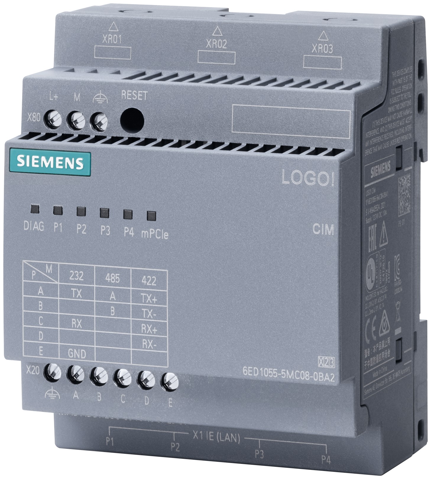 Siemens 6ED1055 Series Interface Module for Use with LOGO 8 ModbusRTU