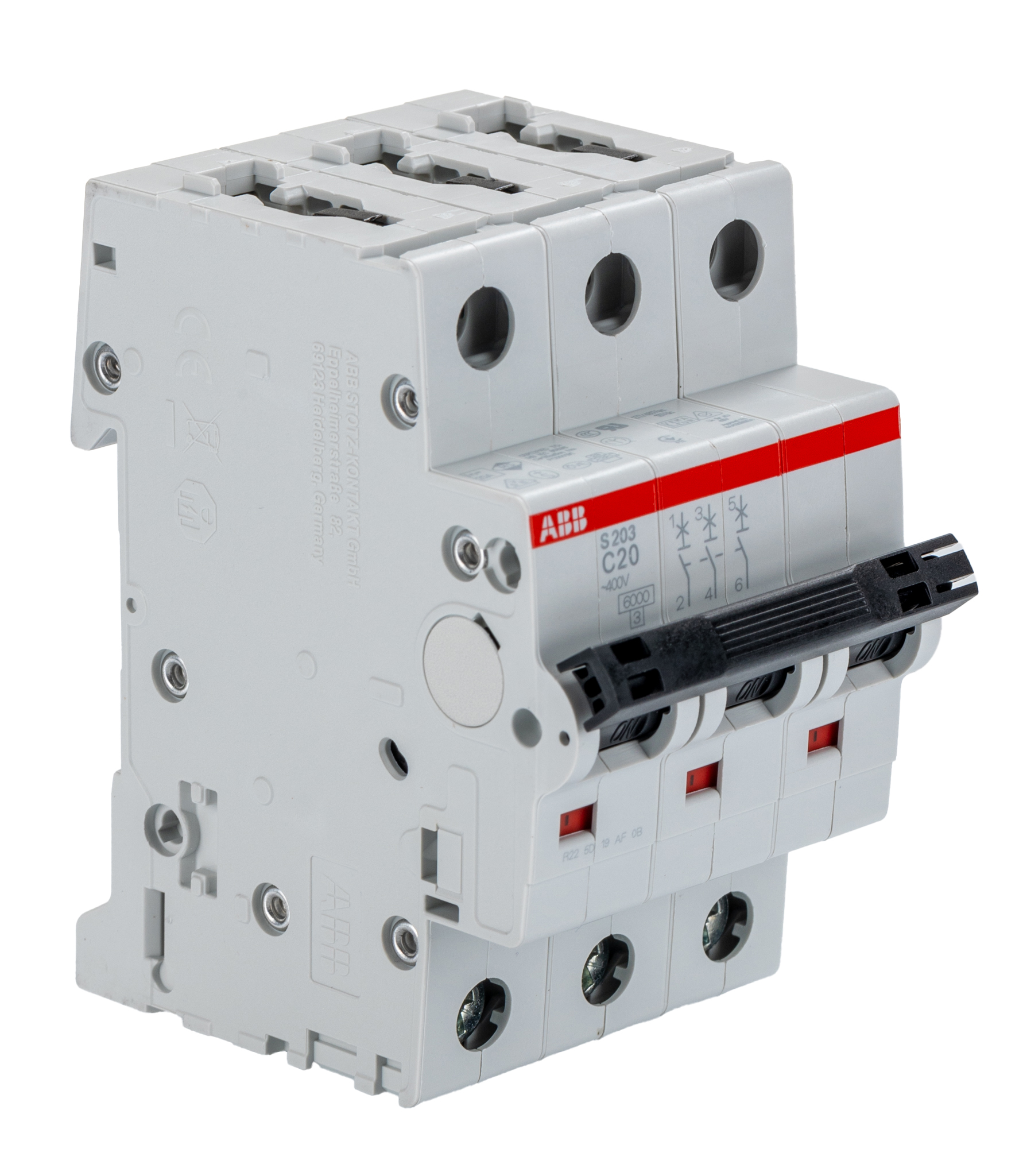 ABB System Pro M Compact S200 MCB, 3P, 20A Curve C, 400V AC, 10 kA Breaking Capacity