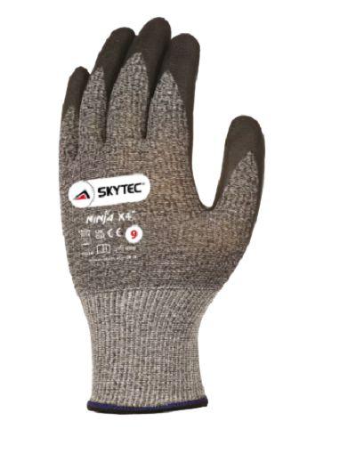 Skytec Black, Grey Fibreglass, Nylon Cut Resistant Gloves, Size 7, Polymer Coating