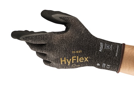 Ansell 11-931 Black Nitrile Work Gloves, Size 7, Nitrile Coating