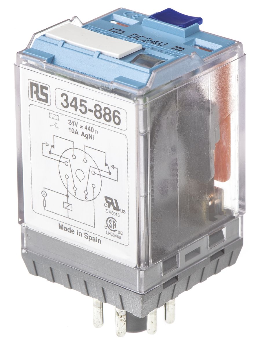 Releco Plug In Power Relay, 24V dc Coil, 10A Switching Current, DPDT