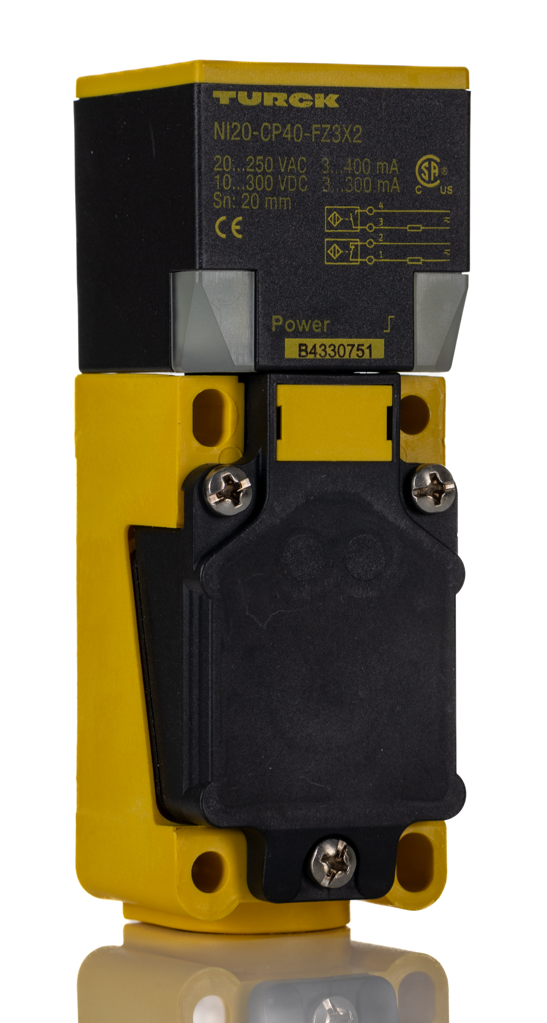 Turck Inductive Block Proximity Sensor, 20 mm Detection, 2-Wire NO/NC, 20 → 250 V ac/dc