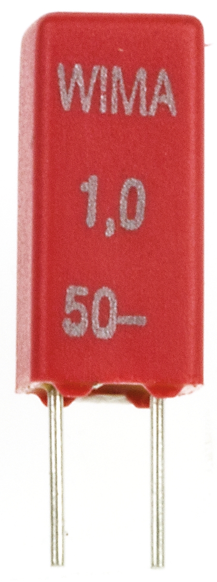 WIMA MKS02 Polyester Film Capacitor, 30 V ac, 50 V dc, ±20%, 1μF, Through Hole
