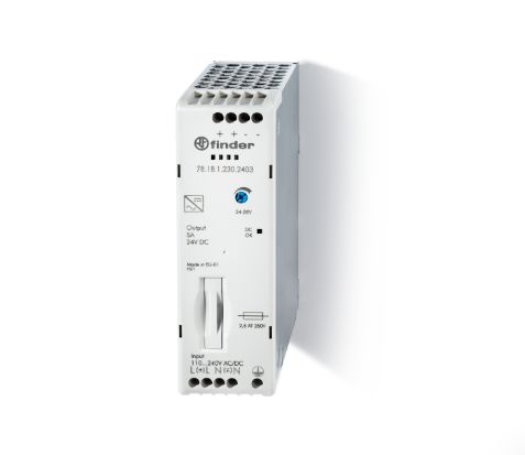 Finder Switching Power Supply, 781B12302403, 24V dc, 5A, 110W, 120 → 240V ac Input Voltage