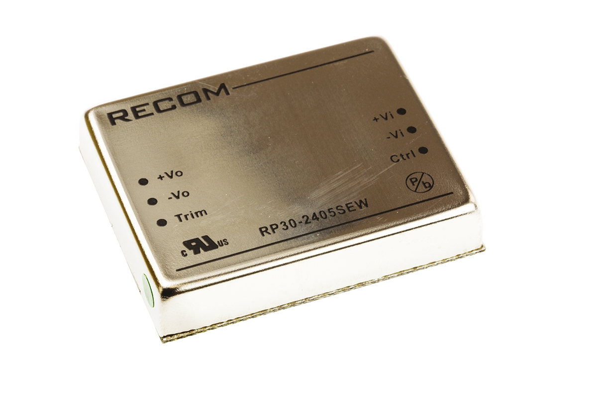 Recom RP30-EW DC-DC Converter, 5V dc/ 6A Output, 10 → 40 V dc Input, 30W, Through Hole, +85°C Max Temp -40°C Min