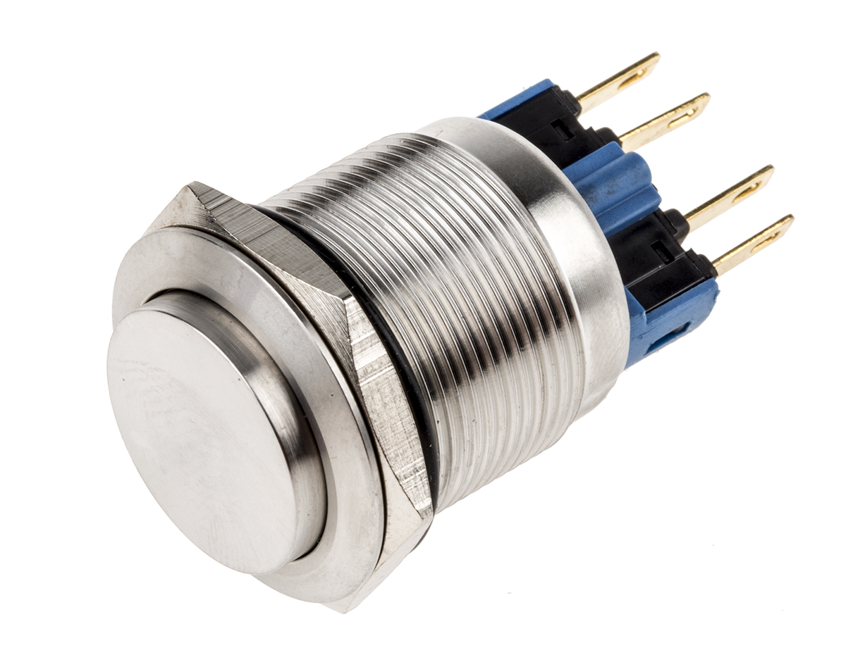 RS PRO Push Button Switch, Latching, Panel Mount, 22mm Cutout, SPDT, 250V ac, IP65, IP67