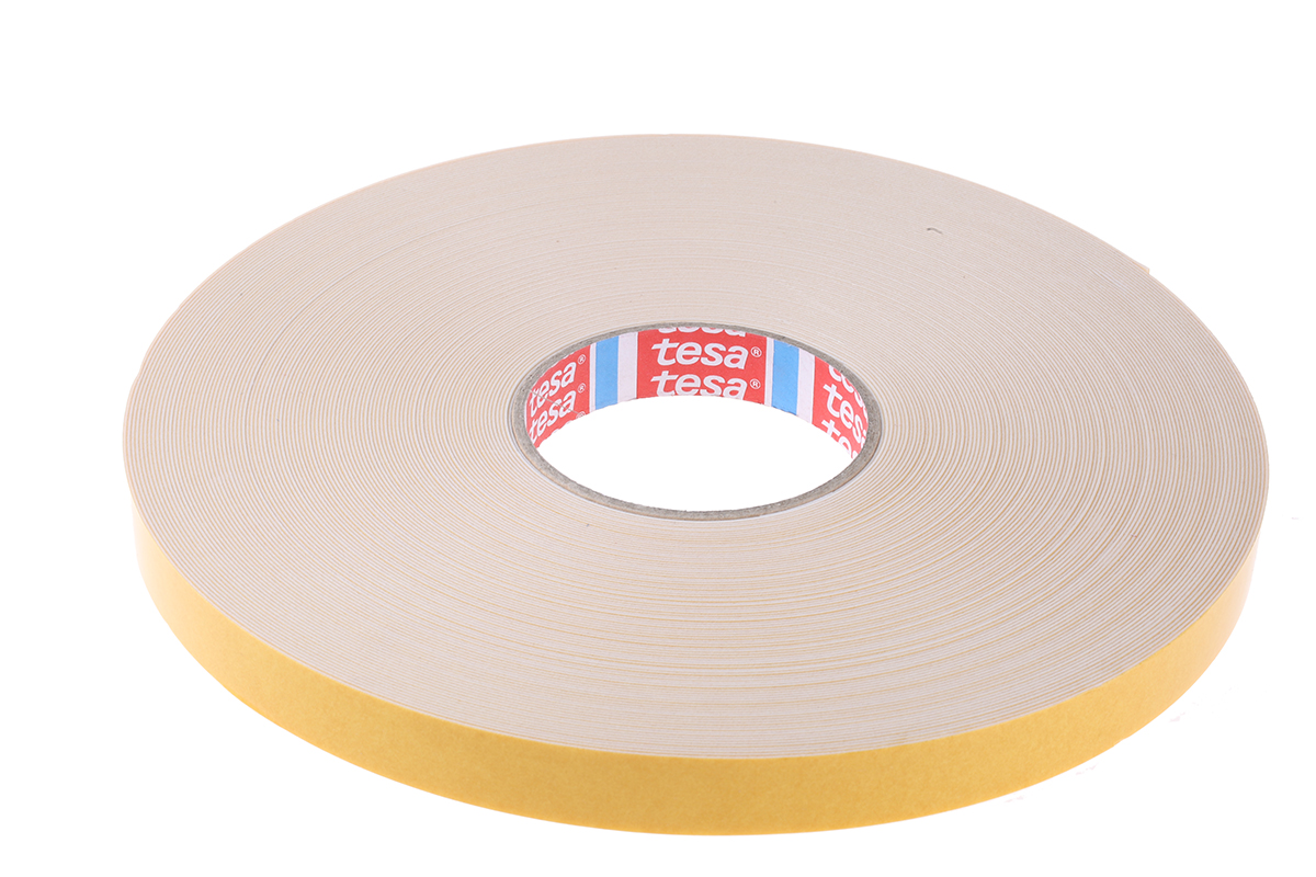 Tesa 62934 White Adhesive Foam Tape, 19.0mm x 50.0m, 0.80mm Thick