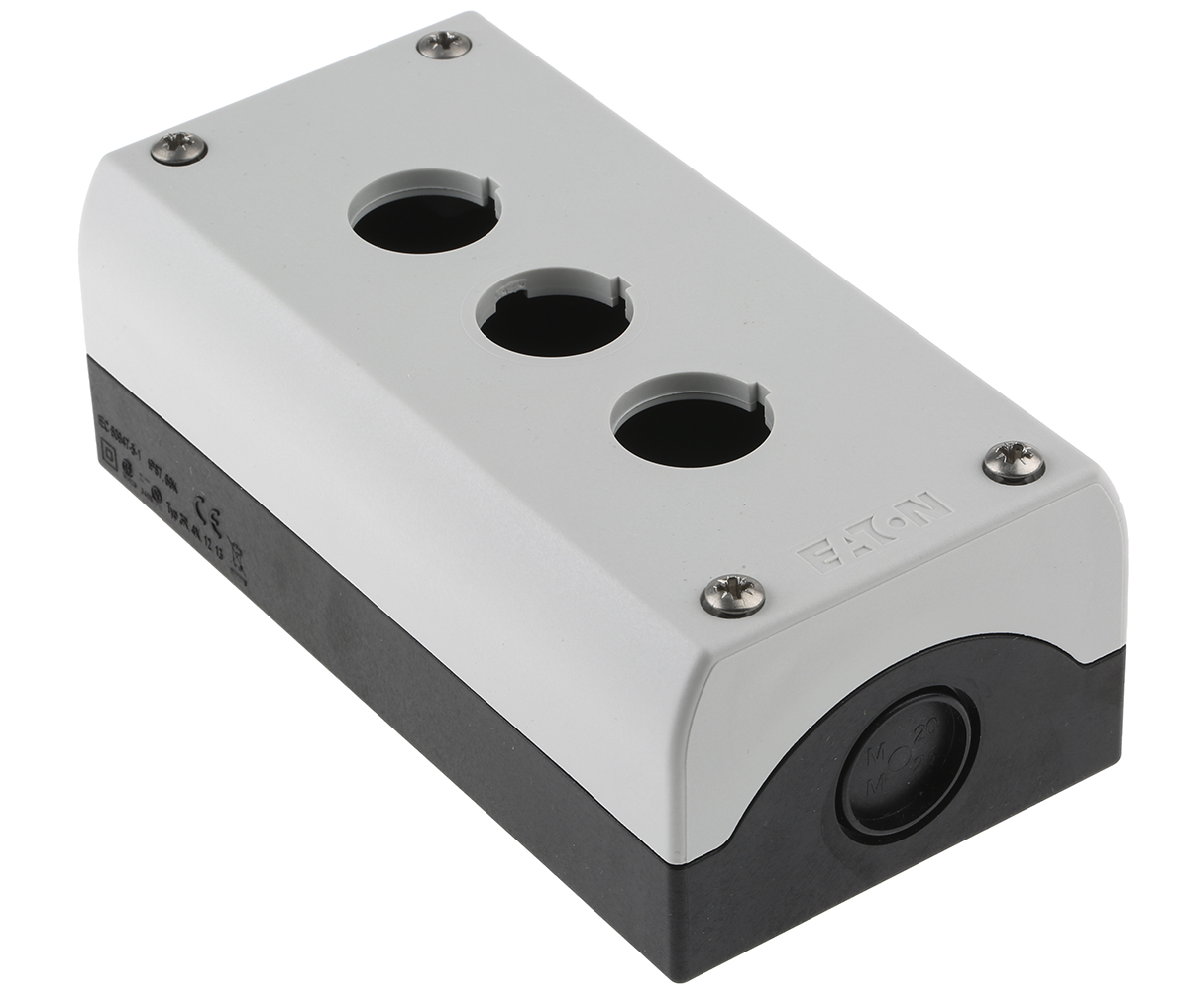 Eaton Grey Plastic M22 Push Button Enclosure - 3 Hole 22mm Diameter