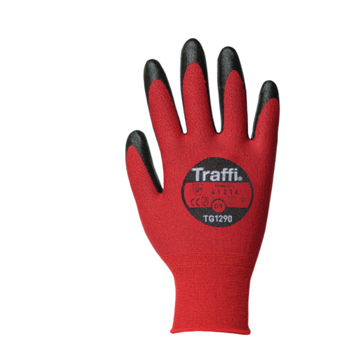 Traffi Red Elastane, Polyamide, Polyester Carbon Fibre, Polyester Cut Resistant Gloves, Size 10, Polyurethane Coating