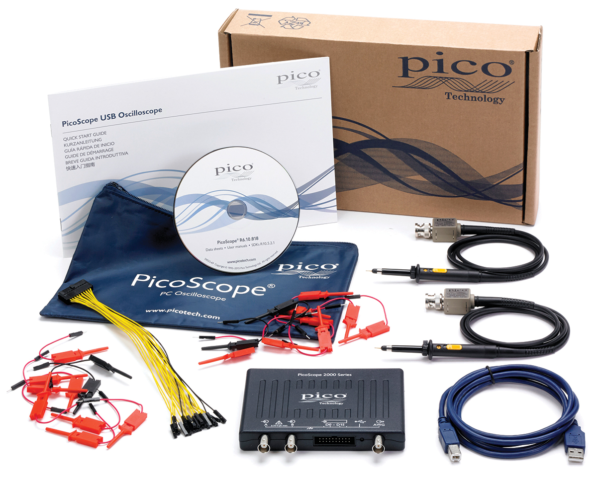 Pico Technology PQ010 PicoScope 2000 Series, 70MHz PC Based Oscilloscope, 2 Analogue Channels, 16 Digital Channels -