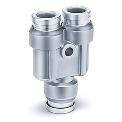 SMC KQB2 Series Union Y, 12 mm to 12 mm, Tube-to-Tube Connection Style, KQB2U12-00