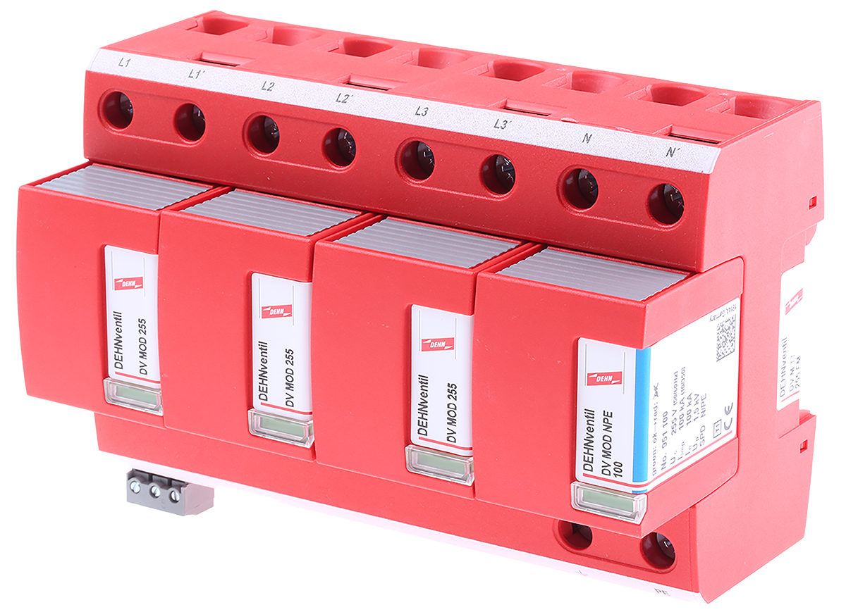 Dehn, DV Modular Surge Protector 255 V ac Maximum Voltage Rating 100kA Maximum Surge Current Lightning Arrester