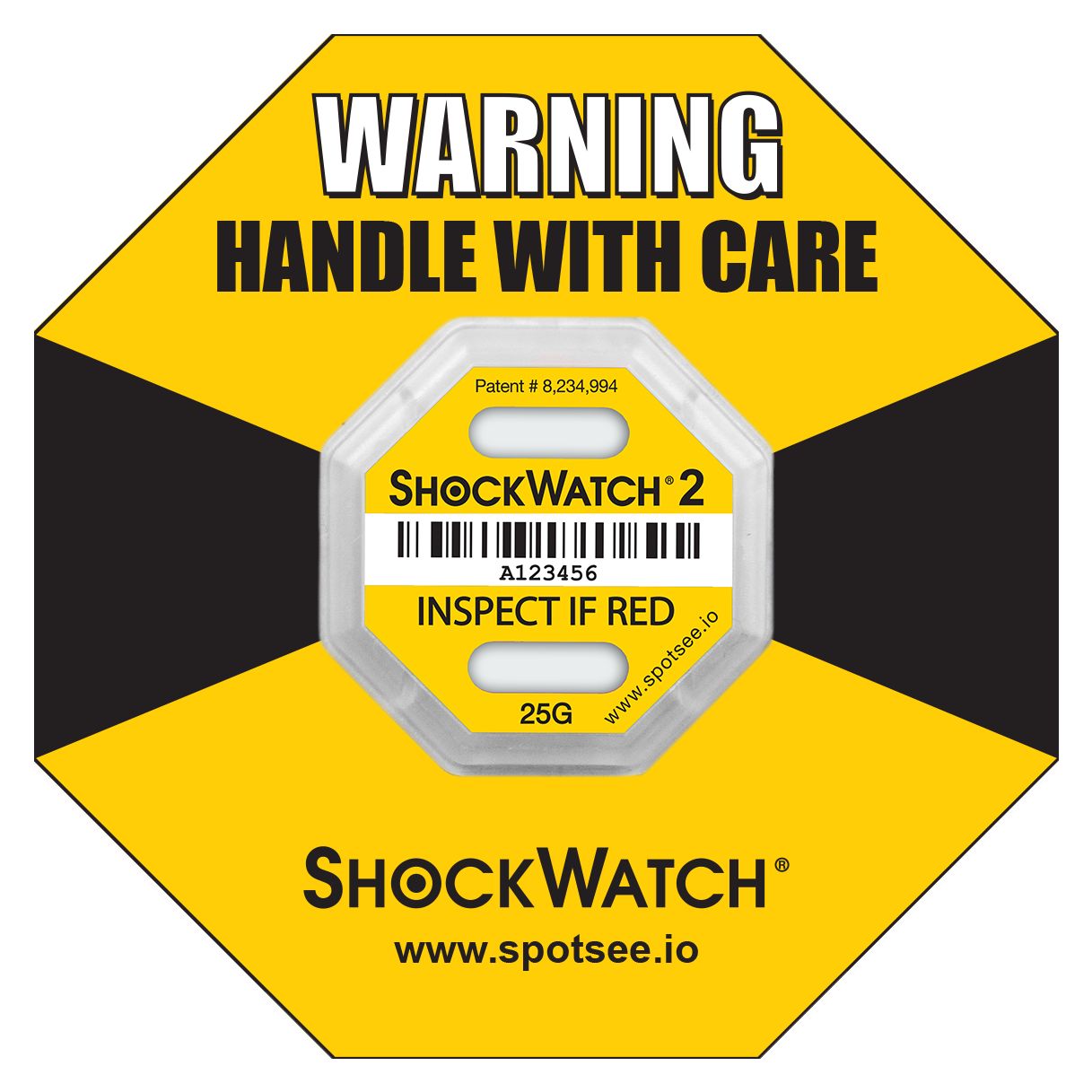 SpotSee Shock Label 6.35mm x 42.93mm, 10