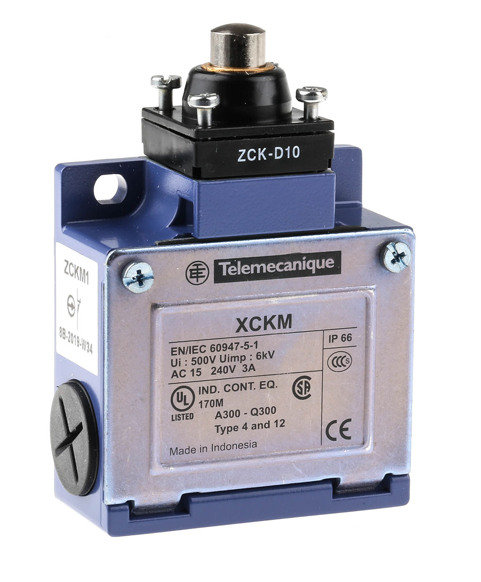 Telemecanique Sensors OsiSense XC Series Plunger Limit Switch, NO/NC, IP66, DP, Zinc Alloy Housing, 240V ac Max, 10A Max