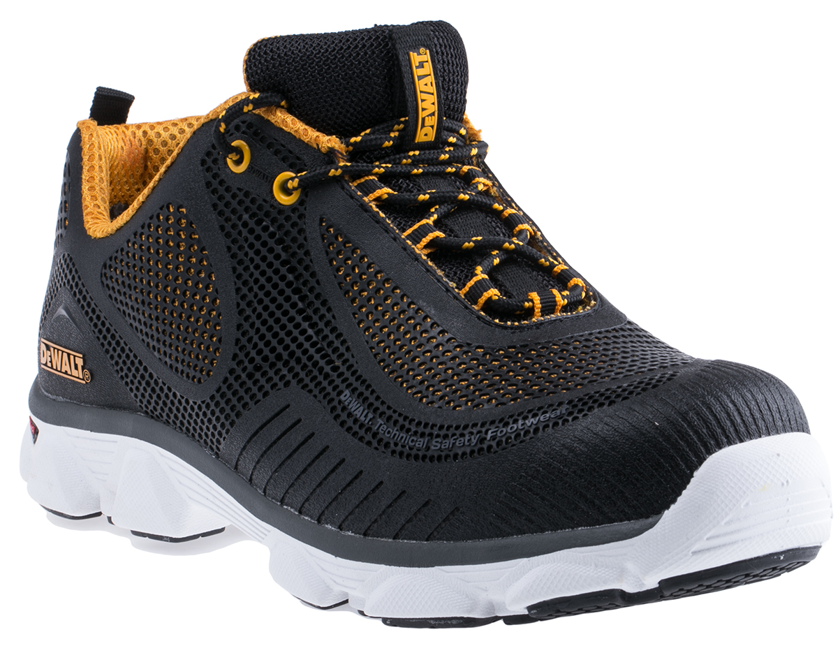 DeWALT Krypton Men's Black, White, Yellow Stainless Steel Toe Capped Safety Trainers, UK 9, EU 43