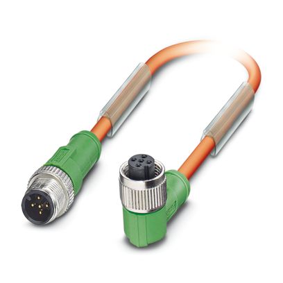 Phoenix Contact Male 5 way Plug to Female 5 way M12 Angled Socket Sensor Actuator Cable, 1 m