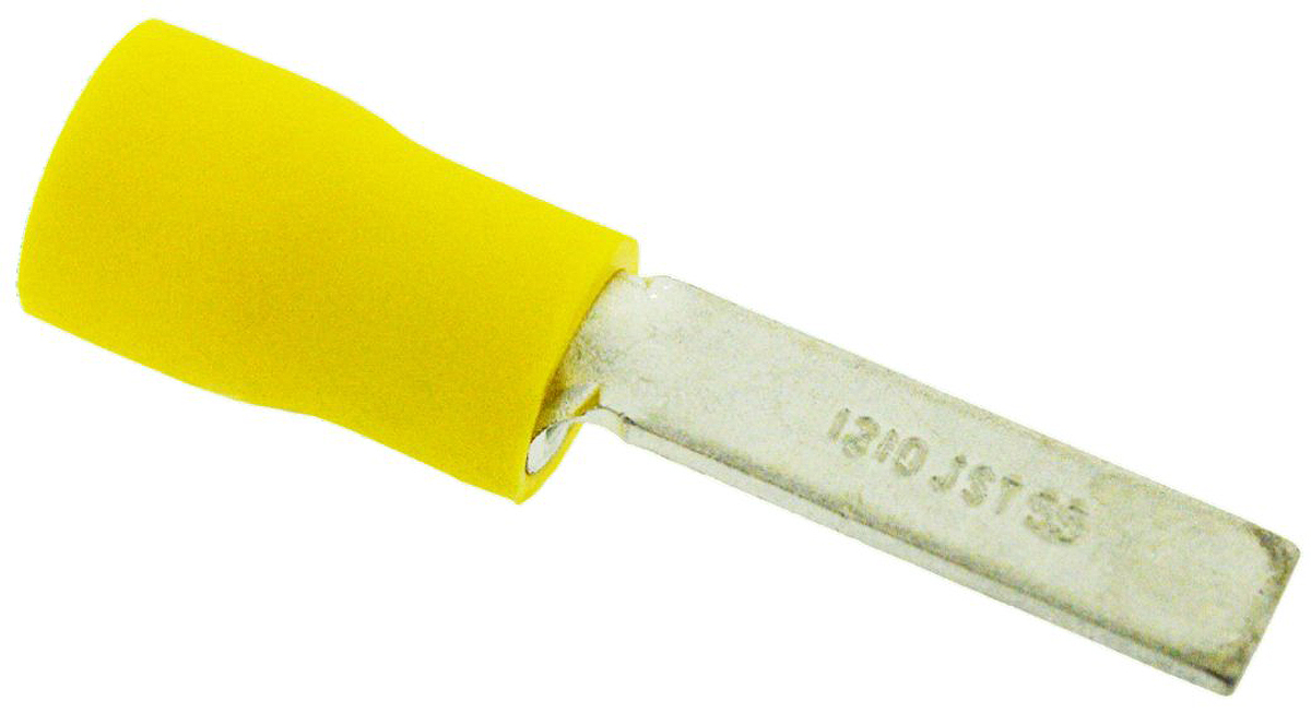 JST Insulated Crimp Blade Terminal 18.6mm Blade Length, 2.6mm² to 6.6mm², 12AWG to 10AWG, Yellow