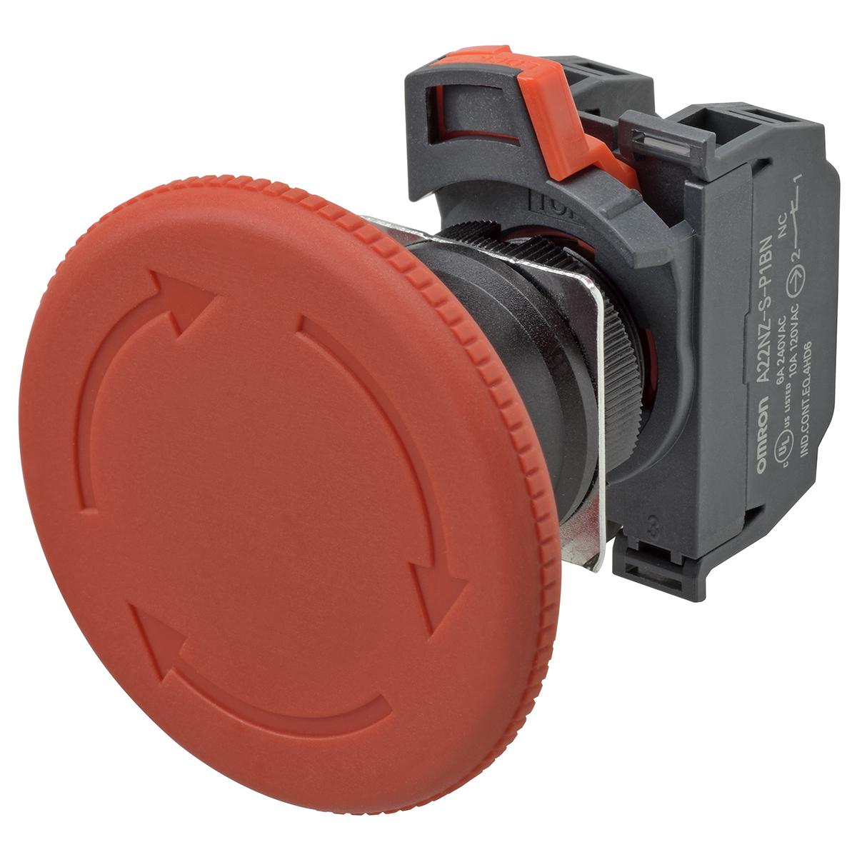 Omron A22NE-PD Series Twist Release Illuminated Emergency Stop Push Button, Panel Mount, 22mm Cutout, 2NC, IP65