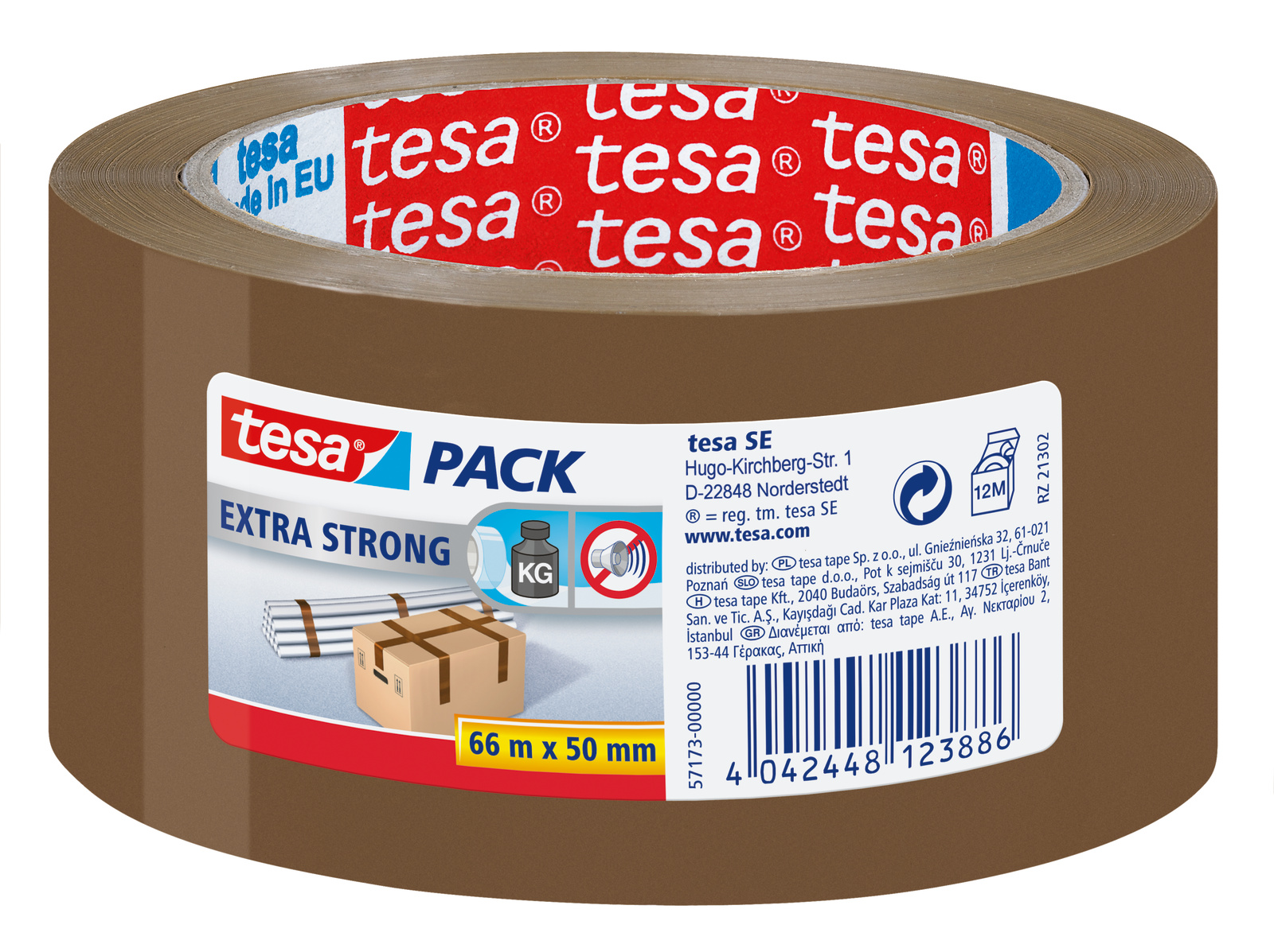 Tesa BNR 57173 Brown Packing Tape, 66mm x 50mm