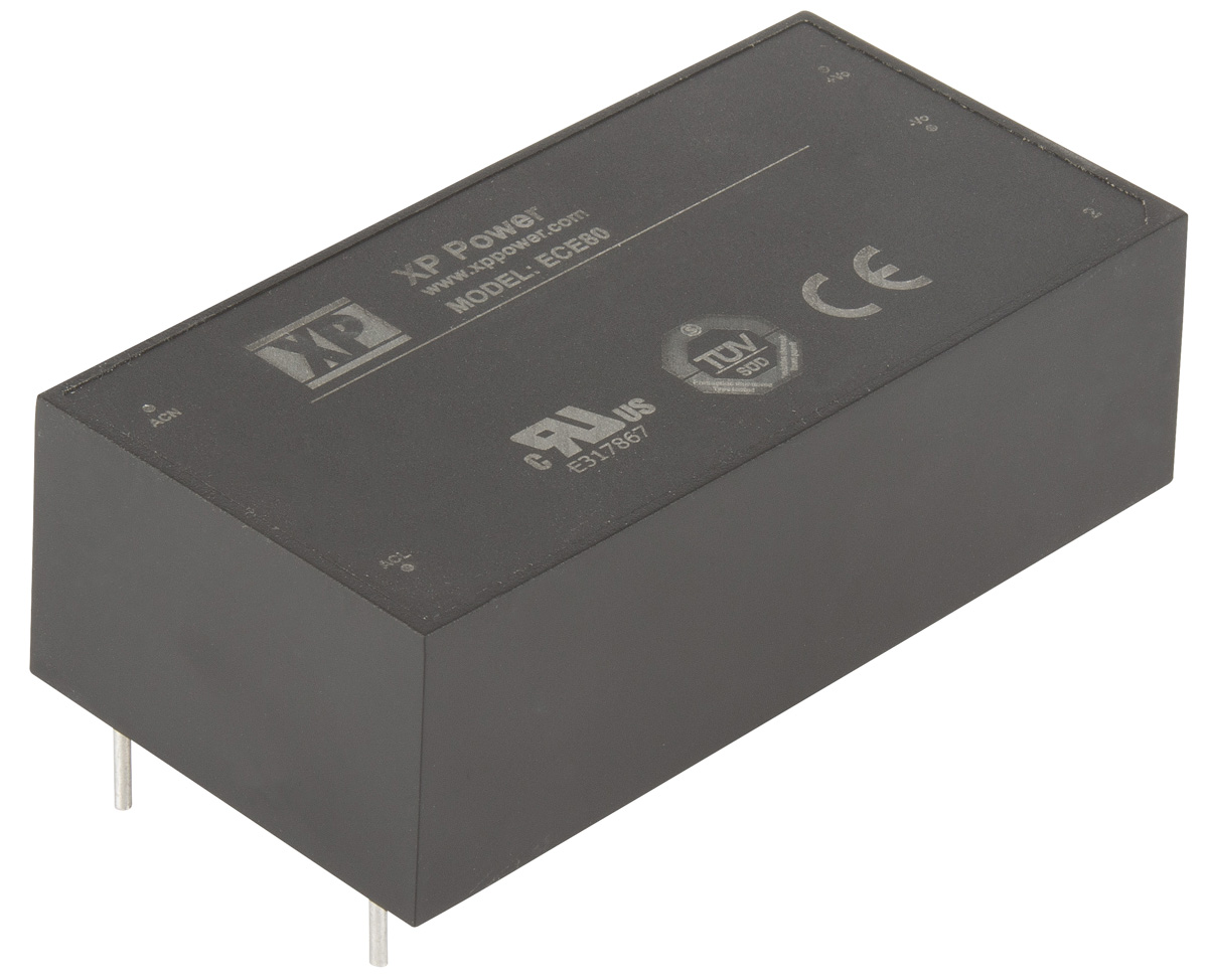 XP Power Switching Power Supply, ECE80US12, 12V dc, 6.67A, 80W, 1 Output, 85 → 264V ac Input Voltage