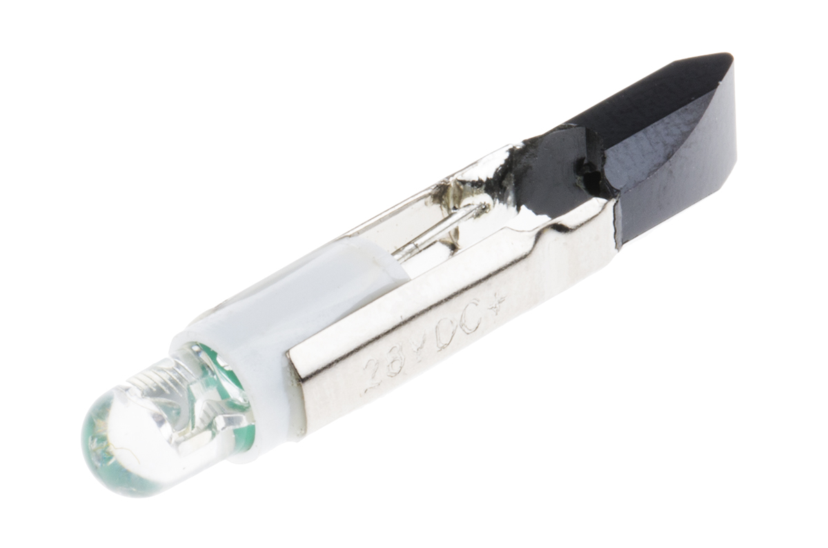 RS PRO Green LED Indicator Lamp, 28V ac/dc, Telephone Slide Base, 5.5mm Diameter, 2100mcd
