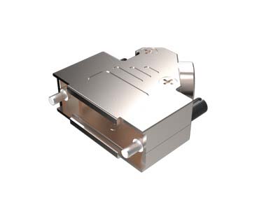 Amphenol Communications Solutions Economical Series Die Cast Zinc Right Angle D Sub Backshell, 15 Way, Strain Relief