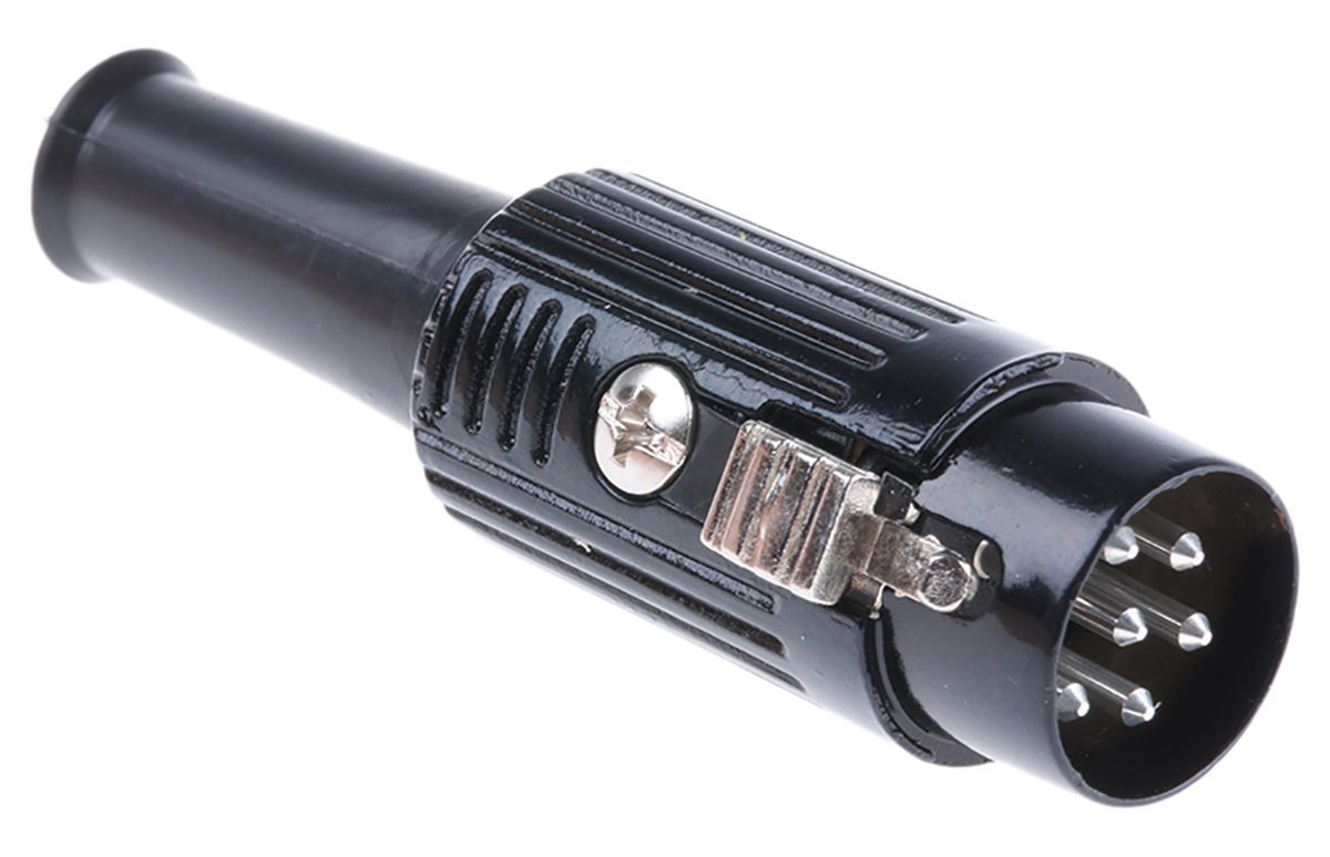 RS PRO 6 Pole Din Plug, 1A, 100 V ac, Push Lock, Male, Cable Mount