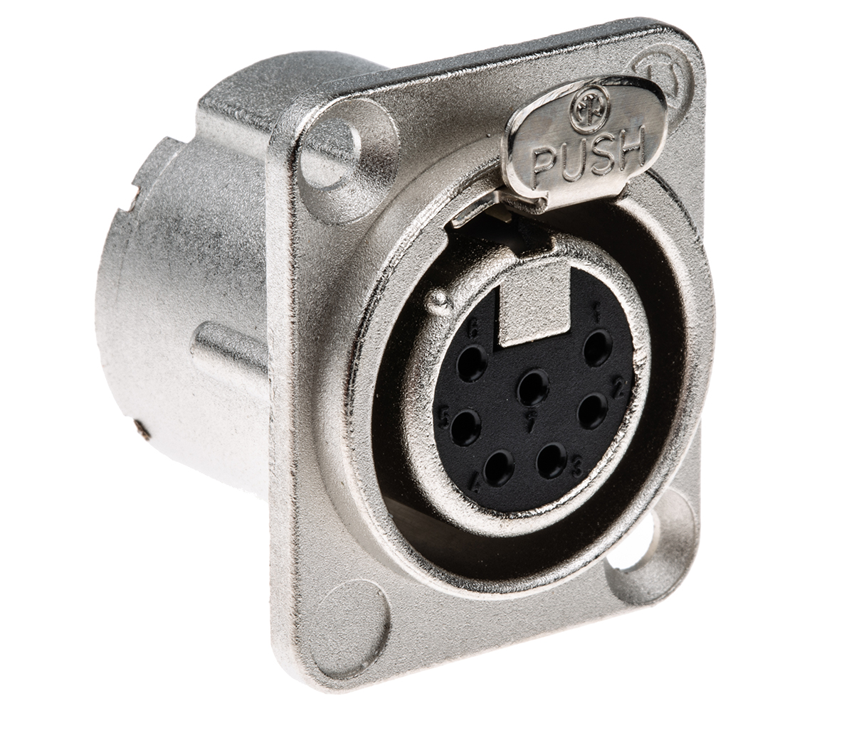 Neutrik Panel Mount XLR Connector, Female, 50 V, 7 Way, Silver over Nickel Plating