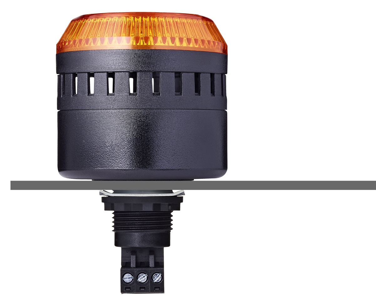AUER Signal ELM Series Amber Buzzer Beacon, 230 → 240 V ac, IP65, Panel Mount, 98 at 1 Metre