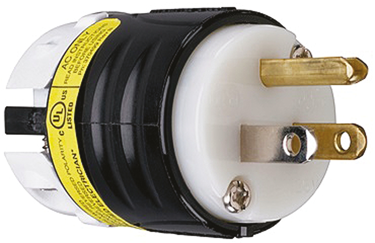 PASS & SEYMOUR USA Mains Plug, 15A Black, Clear, Cable Mount Nylon Screw, 125 V