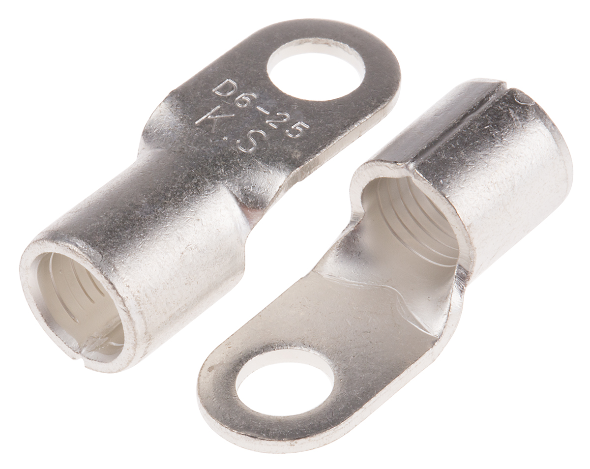RS PRO Uninsulated Ring Terminal, 6.5mm Stud Size, 25mm² to 25mm² Wire Size