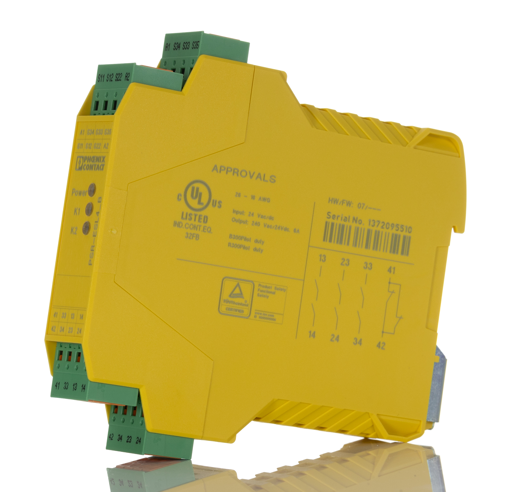 Phoenix Contact PSRclassic PSR-SPP- 24UC/ESL4/3X1/1X2/B Safety Relay 24V ac/dc, Dual-Channel 4 Safety Contacts