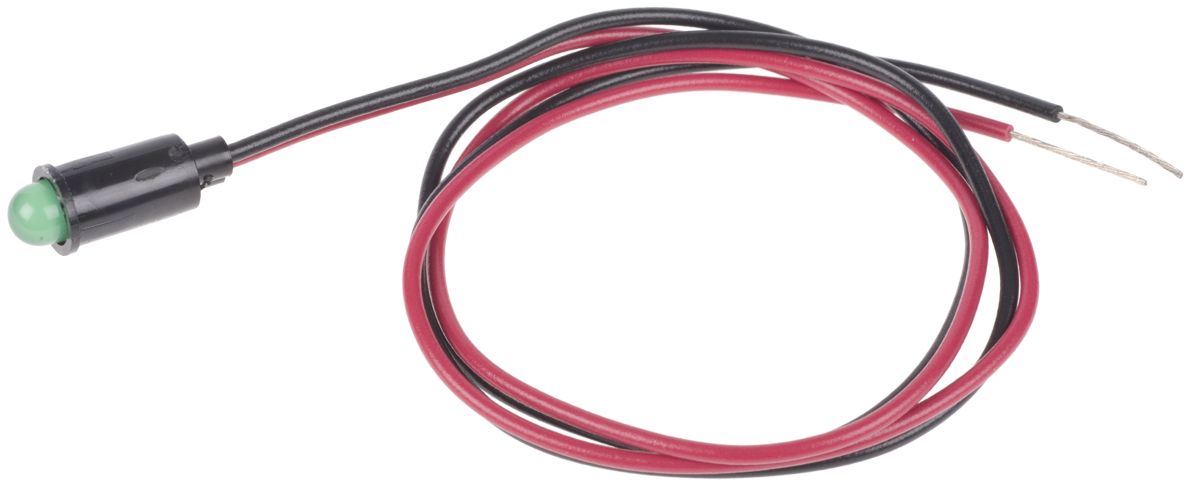 Dialight Green Panel Mount Indicator, 2.2V, 6.4mm Mounting Hole Size, Lead Wires Termination