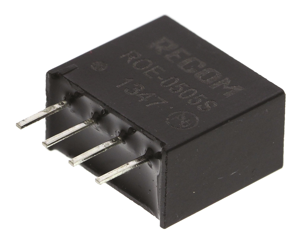 Recom ROE DC-DC Converter, 5V dc/ 200mA Output, 4.5 → 5.5 V dc Input, 1W, Through Hole, +85°C Max Temp -40°C Min