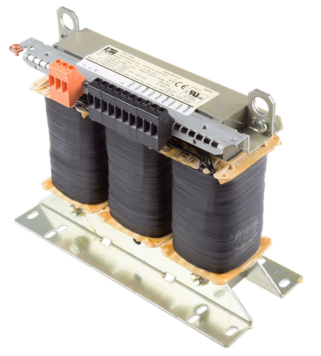 Block 1kVA Chassis Mounting Transformer, 3 x 400V ac