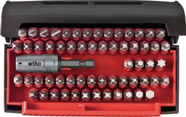 Wiha Bit Holder 62 Pieces, Hexagon, Phillips, Pozidriv, Slotted, Torx