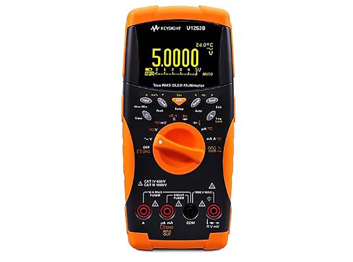 Keysight Technologies U1253B Handheld Digital Multimeter, True RMS, 10A ac Max, 10A dc Max, 1000V ac Max - UKAS