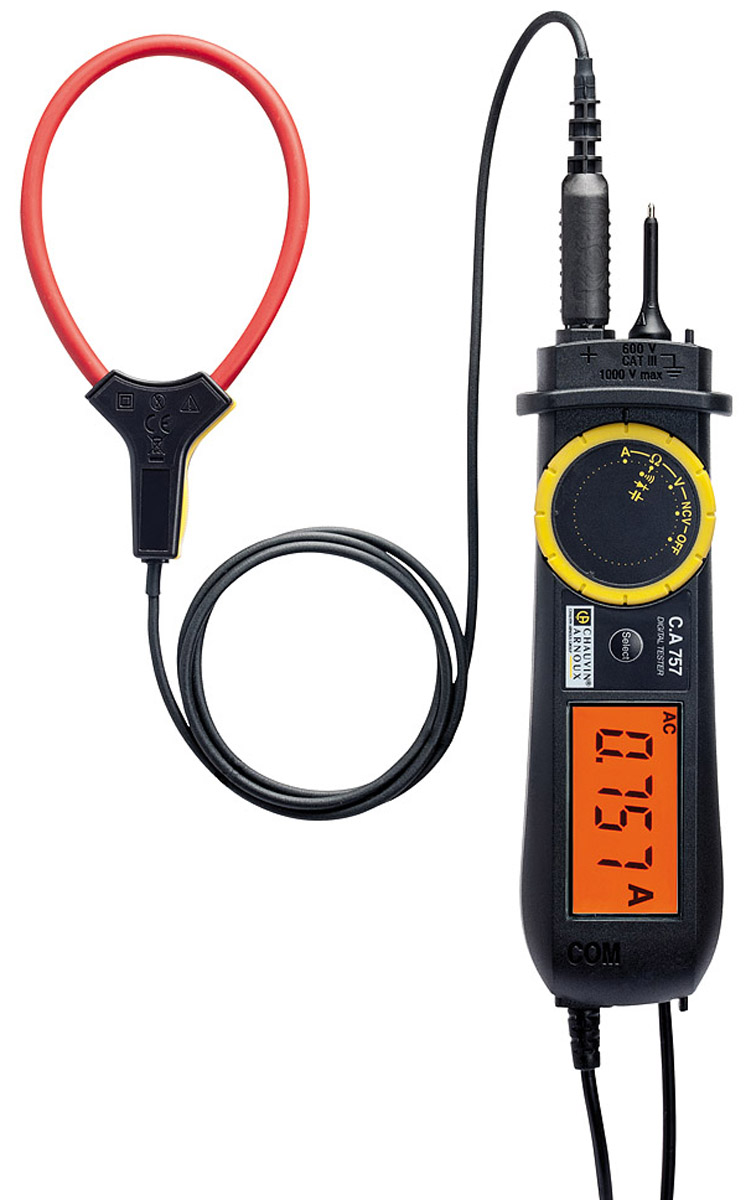 Chauvin Arnoux CA 757 Handheld Digital Multimeter, True RMS, 300A ac Max, 1000V ac Max