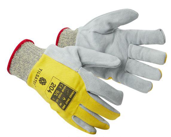 Tilsatec 204 Grey, Yellow Leather Work Gloves, Size 9, Leather Coating