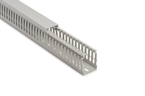 HellermannTyton HelaDuct HTWD-HF Grey Slotted Panel Trunking - Open Slot, W40 mm x D40mm, L2m, ABS, PC